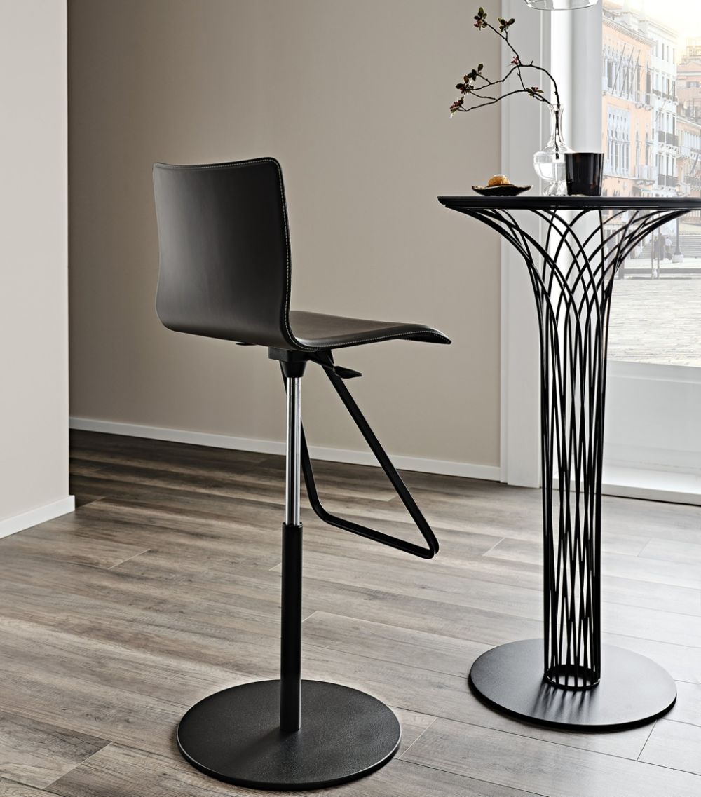 CATTELAN Chromed Steel and Leather Toto Stool - S R Originals