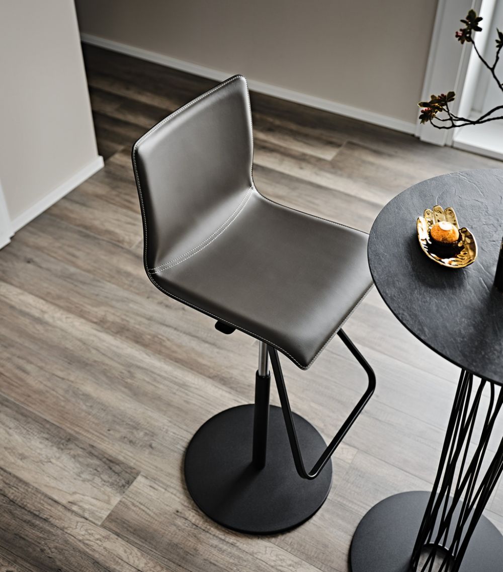 CATTELAN Chromed Steel and Leather Toto Stool - S R Originals