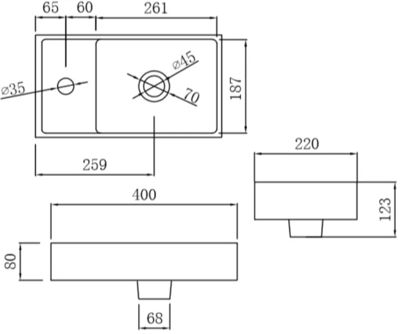 ARTIS Breeze Grey Wall Hung Cloakroom Vanity Unit 400mm - S R Originals 