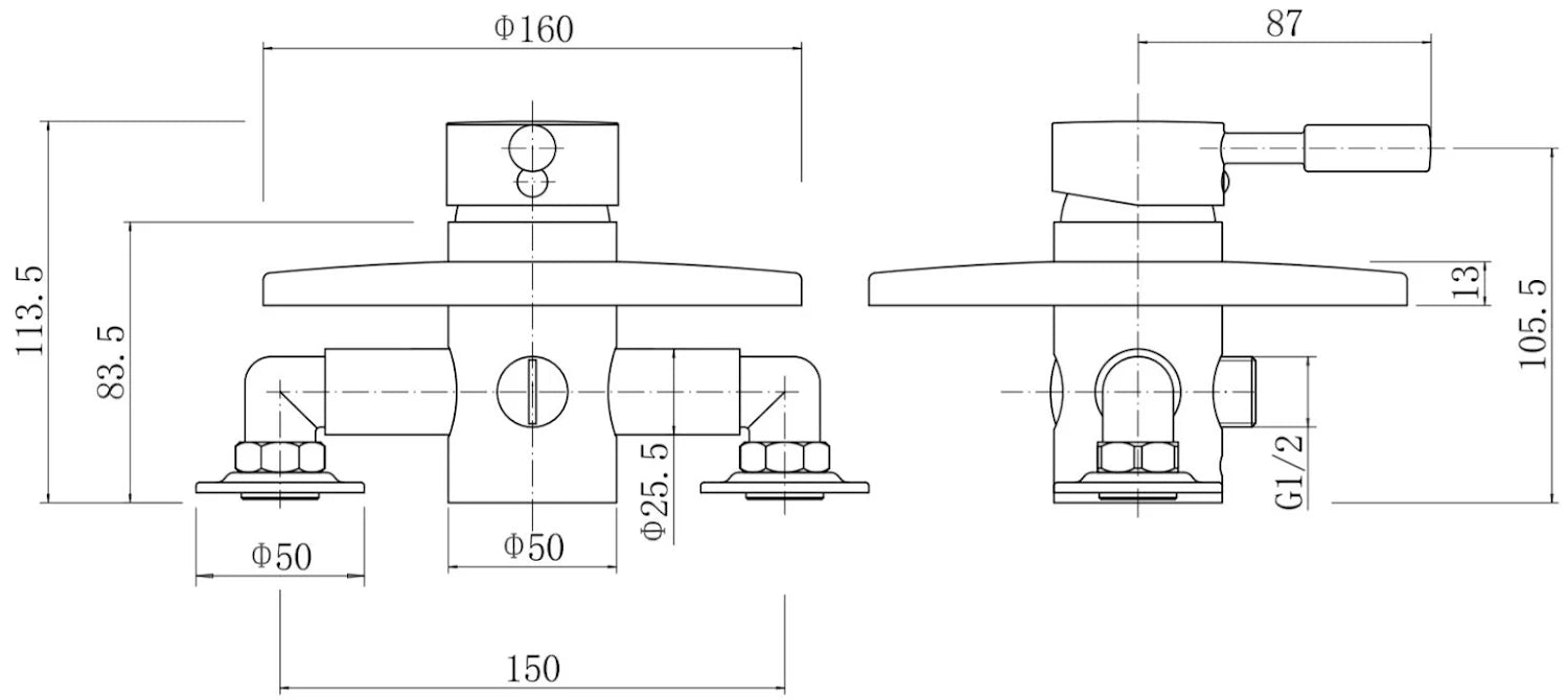 ESSENTIALS Concealed Stick Shower with Wall Mounted Fixed Shower Head - S R Originals