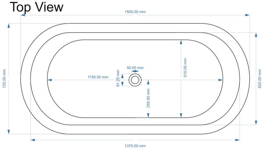 BC DESIGNS Boat Freestanding Bath 1500 x 725mm - S R Originals