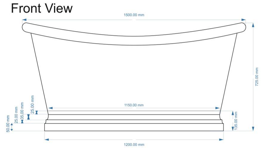 BC DESIGNS Boat Freestanding Bath 1500 x 725mm - S R Originals