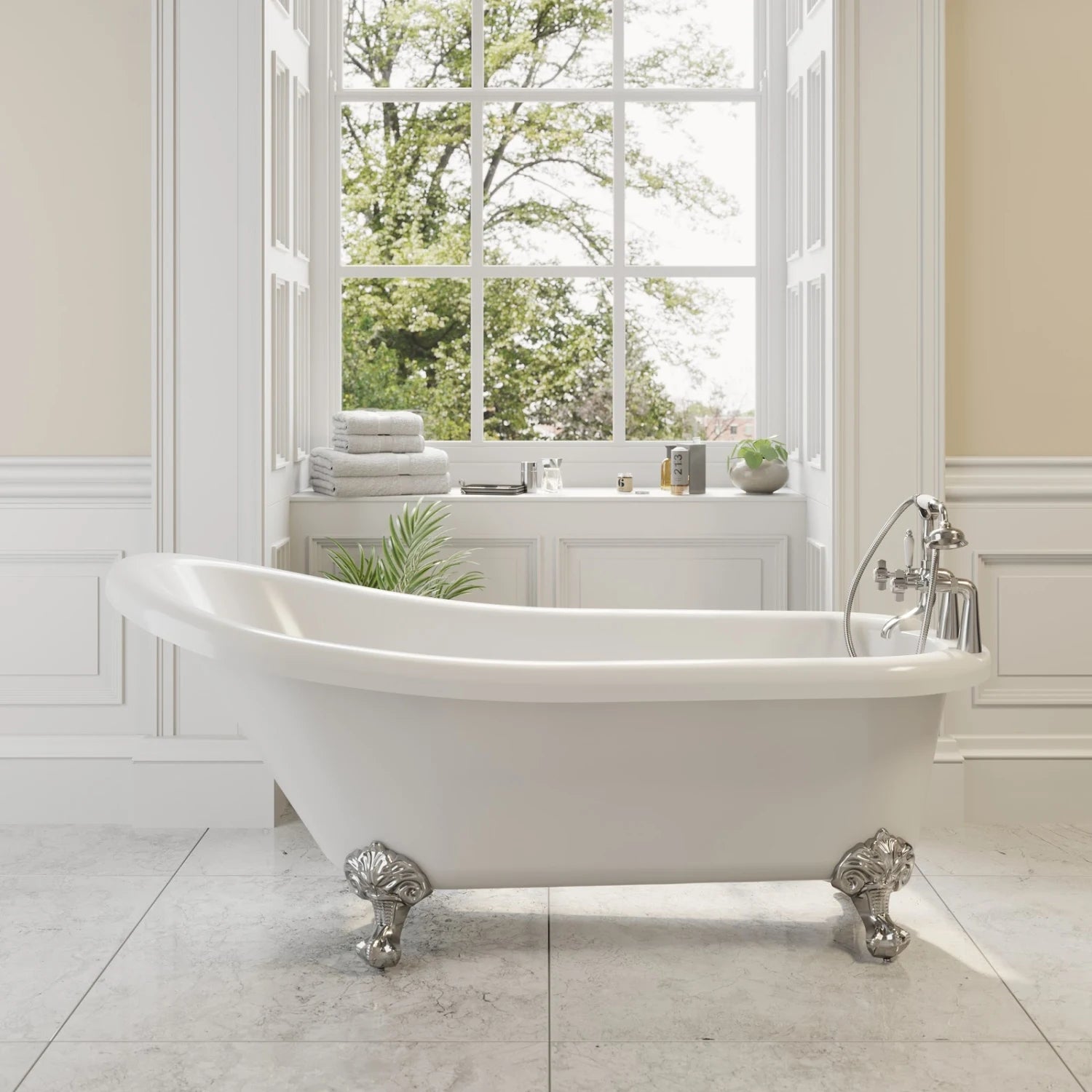 PARK LANE BUXTON Freestanding Roll Top Bath With Ball Feet - 1550 x 750mm - S R Originals